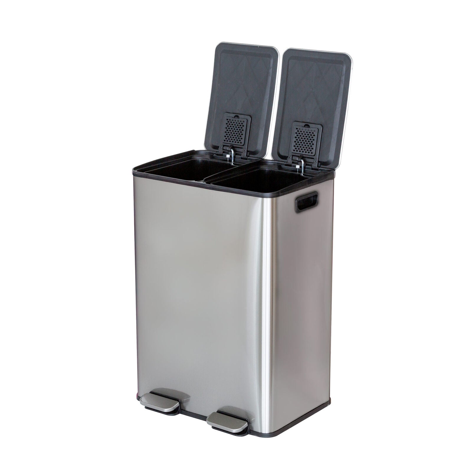 Stainless Steel Dual Compartment (30L each Section) Pedal Operation Rubbish Bin - Image 4