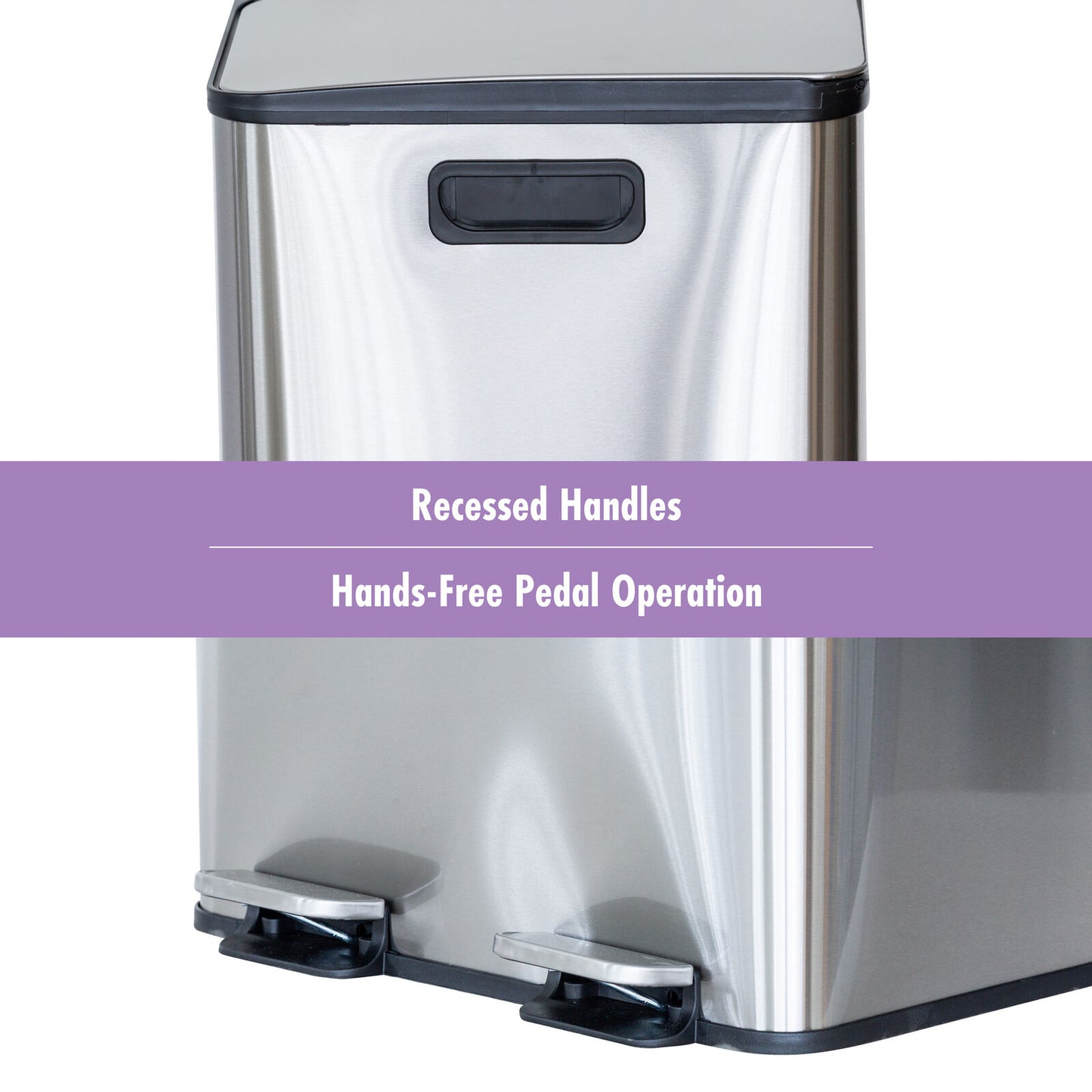 Stainless Steel Dual Compartment (30L each Section) Pedal Operation Rubbish Bin - Image 5