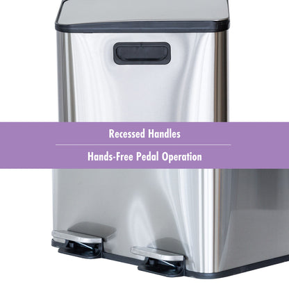 Stainless Steel Dual Compartment (30L each Section) Pedal Operation Rubbish Bin - Image 5