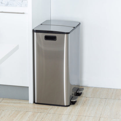 Stainless Steel Dual Compartment (30L each Section) Pedal Operation Rubbish Bin - Image 7