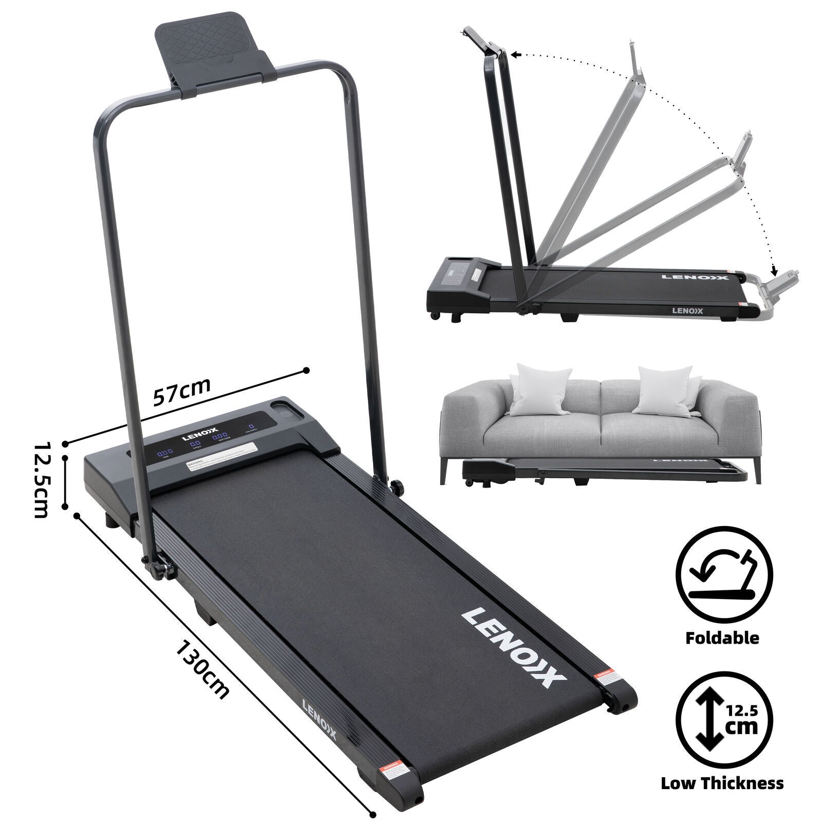 2HP 52cm Walking Pad Treadmill w/ Remote, Foldable Handrail, and Tablet Holder - Image 2