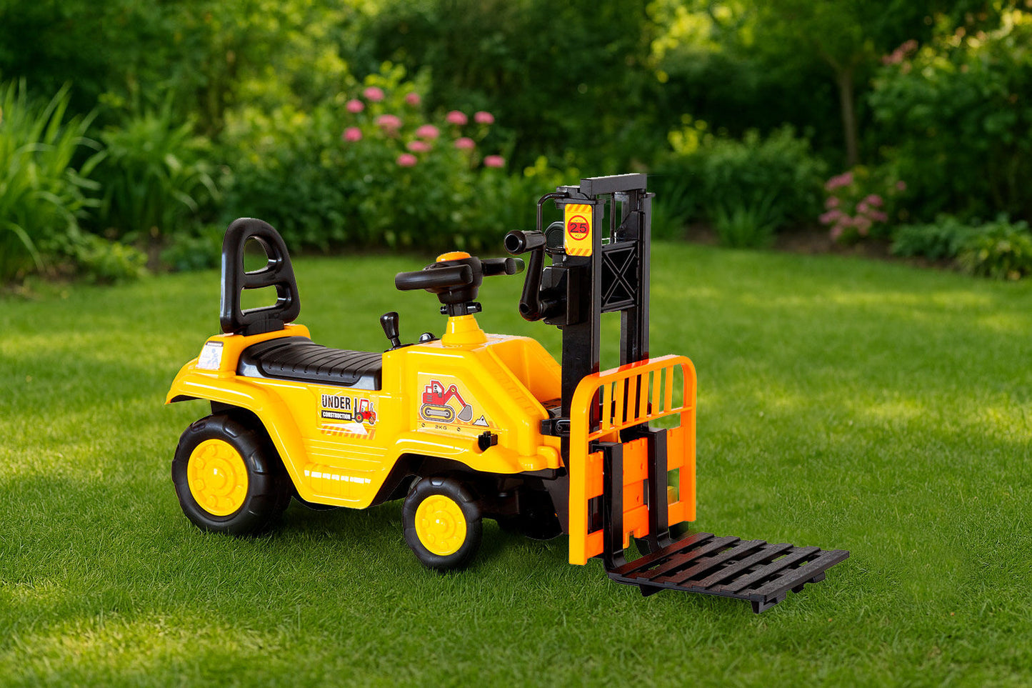 Kids Manual Forklift Ride-On with Working Mast Lift and Pallet - Image 2