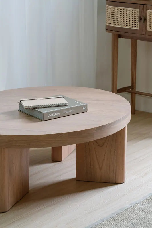 Apollo Round Solid Mindi Timber Coffe Table (Natural) - Image 3