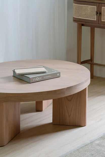 Apollo Round Solid Mindi Timber Coffe Table (Natural) - Image 3