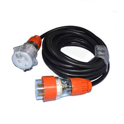 32 Amp 5m 3 Pin Extension Lead Single Phase 250V Rubber Cable Male/Female Plug - Image 2