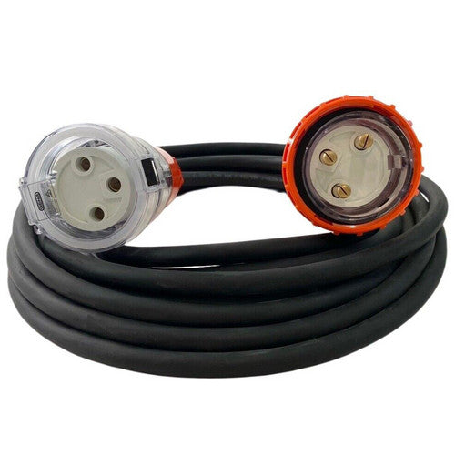 32 Amp 5m 3 Pin Extension Lead Single Phase 250V Rubber Cable Male/Female Plug - Image 4