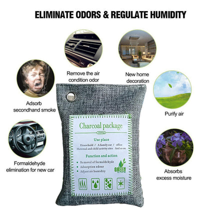 10PCS Air Purifying Bags Activated Bamboo Charcoal Freshener for Car Home Shoes 200g - Image 5