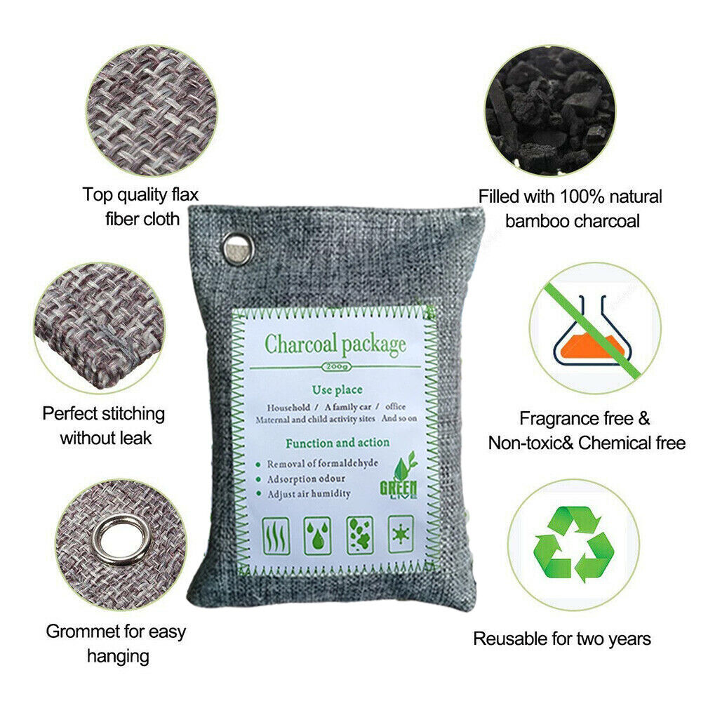 30PCS Air Purifying Bags Activated Bamboo Charcoal Freshener for Car Home Shoes 200g - Image 6