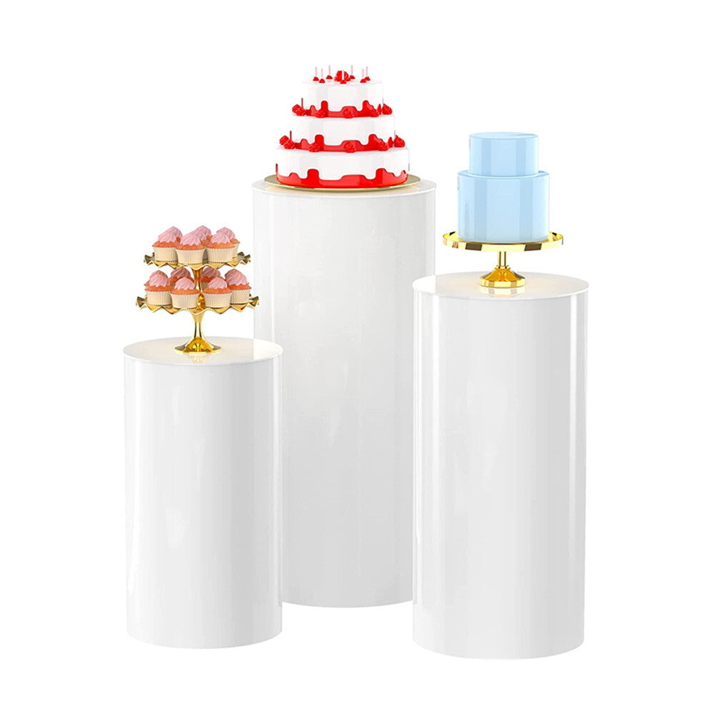 3pcs Metal Round Plinth Cylinder Pedestal Stand Wedding Decoration Cake Flower - Image 2