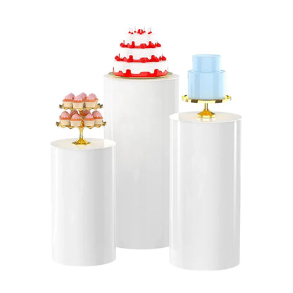 3pcs Metal Round Plinth Cylinder Pedestal Stand Wedding Decoration Cake Flower - Image 2