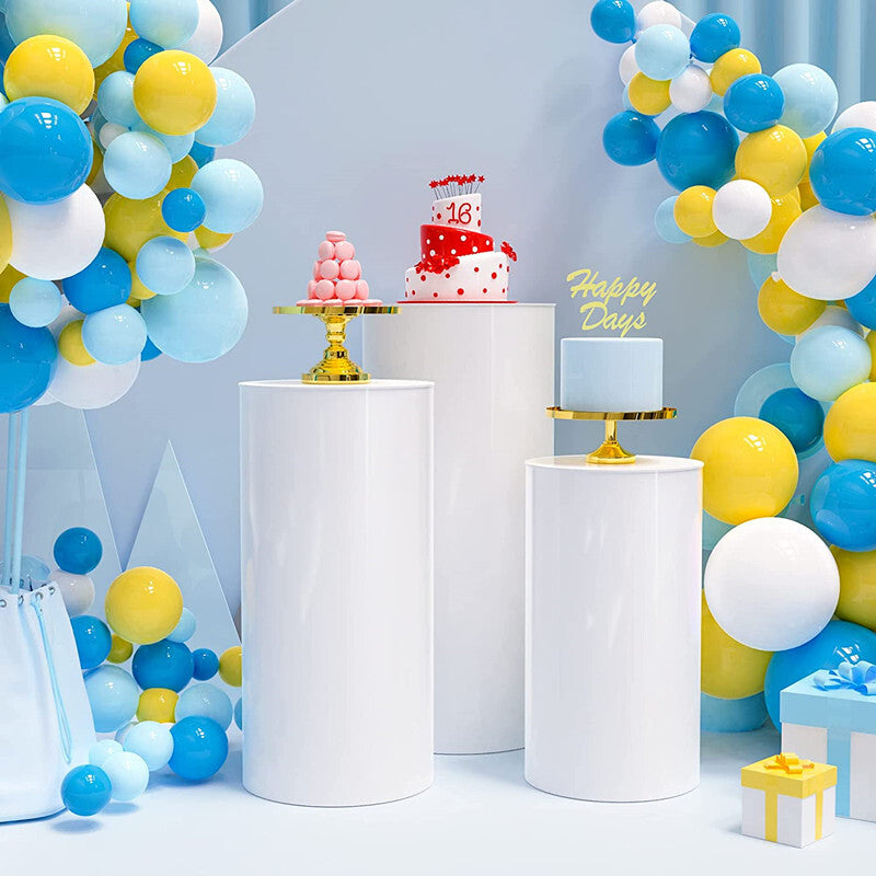 3pcs Metal Round Plinth Cylinder Pedestal Stand Wedding Decoration Cake Flower - Image 3