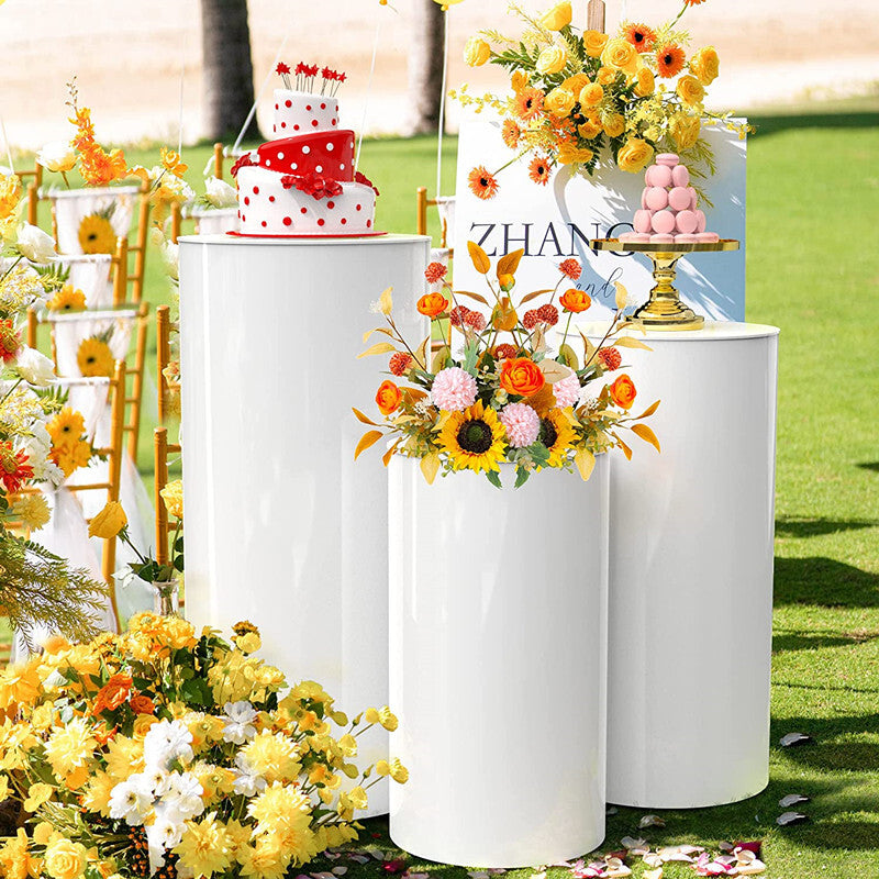 3pcs Metal Round Plinth Cylinder Pedestal Stand Wedding Decoration Cake Flower - Image 5