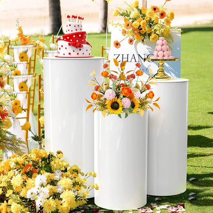 3pcs Metal Round Plinth Cylinder Pedestal Stand Wedding Decoration Cake Flower - Image 5