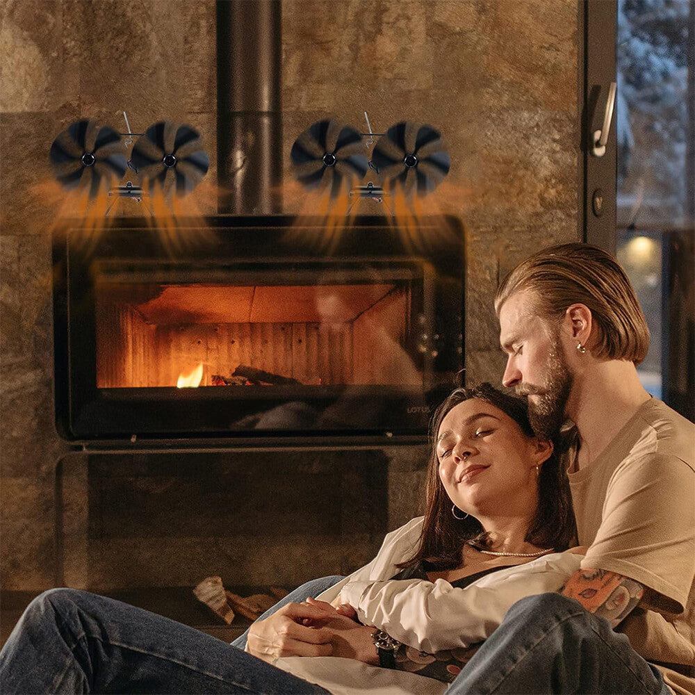 12 Blade Fan Heat Self-Powered Wood Stove Top Burner Fireplace Silent Eco Heater - Image 7