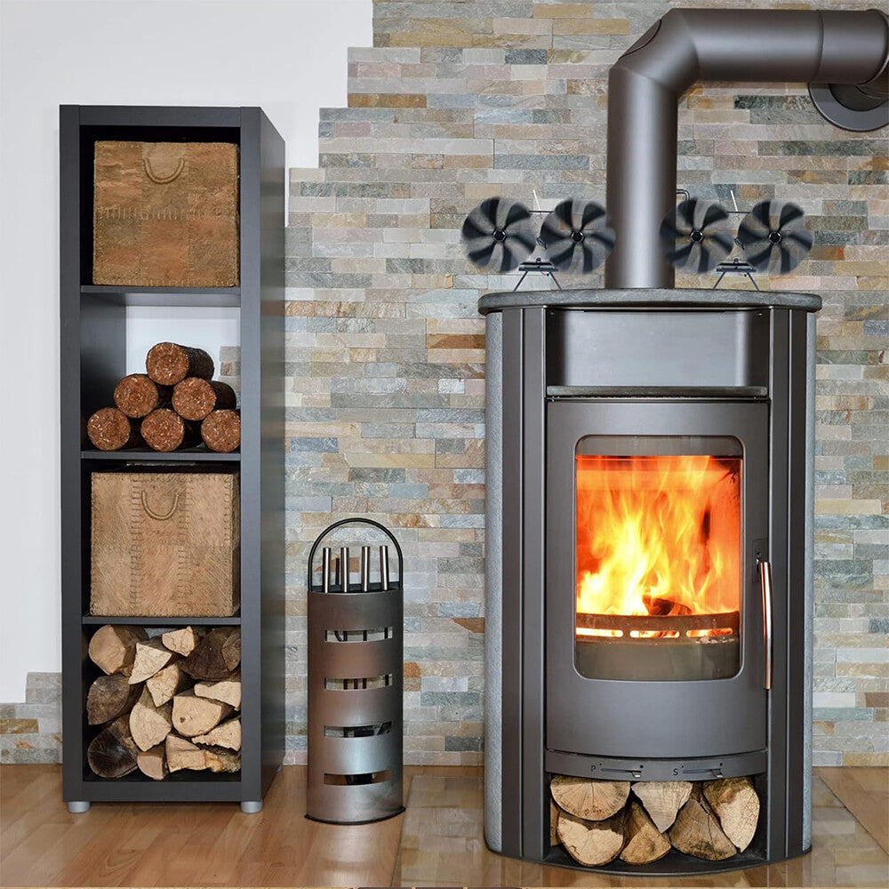 12 Blade Fan Heat Self-Powered Wood Stove Top Burner Fireplace Silent Eco Heater - Image 8