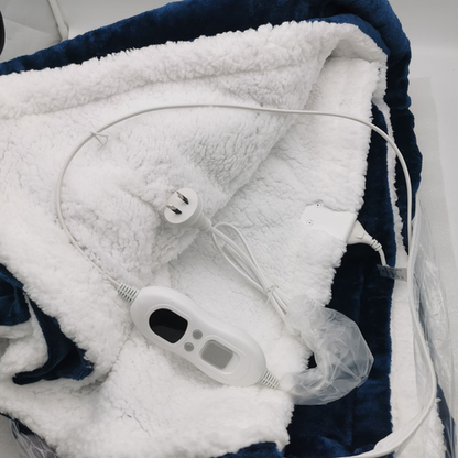Double-side Flannel Heated Electric Throw Blanket Fast Heating Warm Washable Blue - Image 6