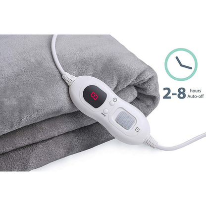 Double-side Flannel Heated Electric Throw Blanket Fast Heating Warm Washable gray - Image 3