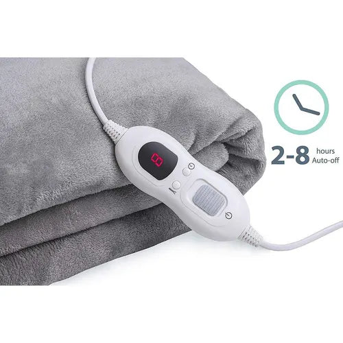 Double-side Flannel Heated Electric Throw Blanket Fast Heating Warm Washable gray - Image 3