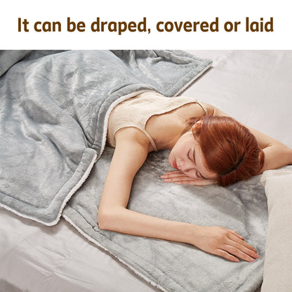 Double-side Flannel Heated Electric Throw Blanket Fast Heating Warm Washable gray - Image 4
