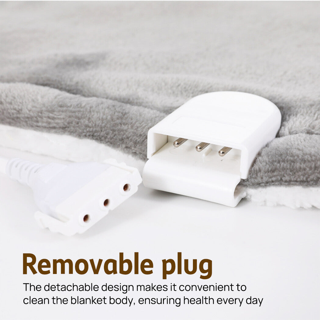 Double-side Flannel Heated Electric Throw Blanket Fast Heating Warm Washable gray - Image 5