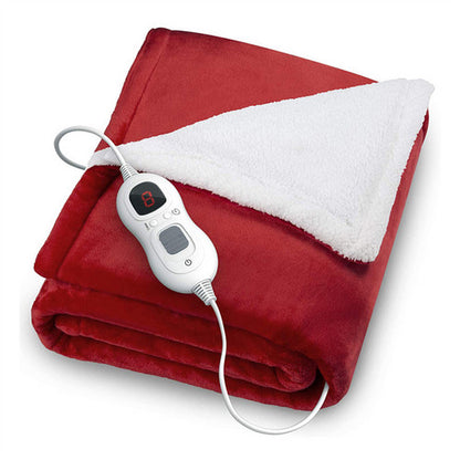 Double-side Flannel Heated Electric Throw Blanket Fast Heating Warm Washable red - Image 2