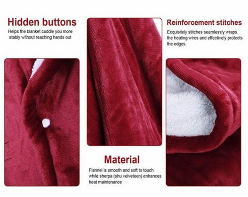 Double-side Flannel Heated Electric Throw Blanket Fast Heating Warm Washable red - Image 3