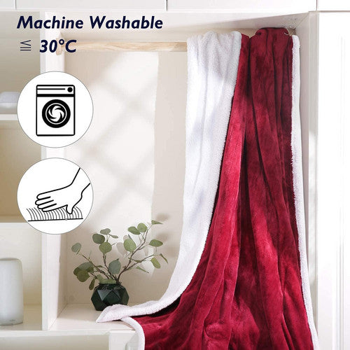 Double-side Flannel Heated Electric Throw Blanket Fast Heating Warm Washable red - Image 4