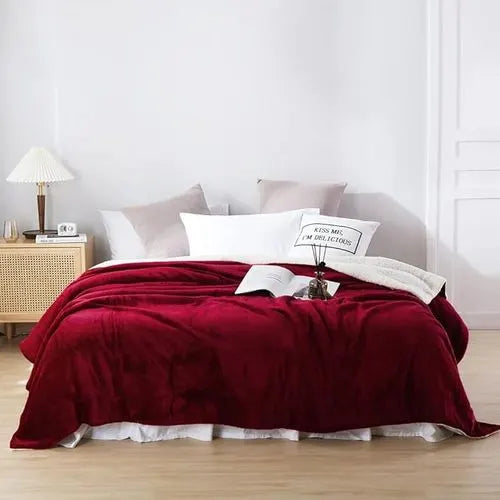 Double-side Flannel Heated Electric Throw Blanket Fast Heating Warm Washable red - Image 5