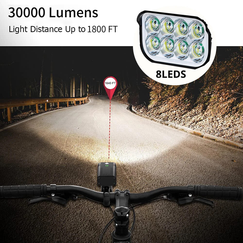 Waterproof Bike Light Set with Digital Battery Display Aluminum Alloy 360° Mount - Image 6