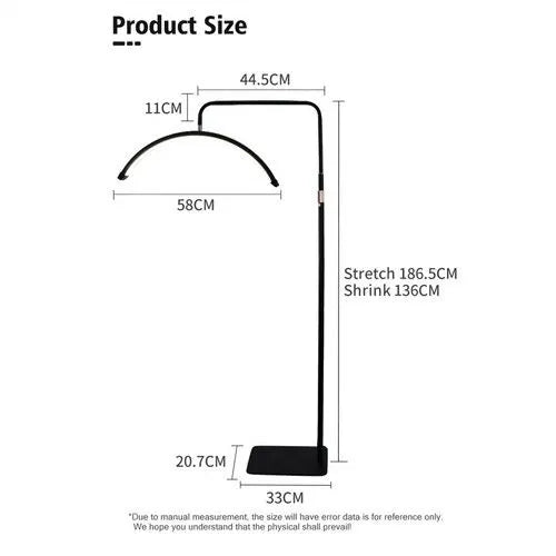 Half Moon Floor Fill Lamp for Salon Tattoo Eyelash Makeup Beauty LED Lash Light Black - Image 3