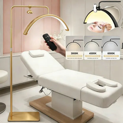 Half Moon Floor Fill Lamp for Salon Tattoo Eyelash Makeup Beauty LED Lash Light Gold - Image 2