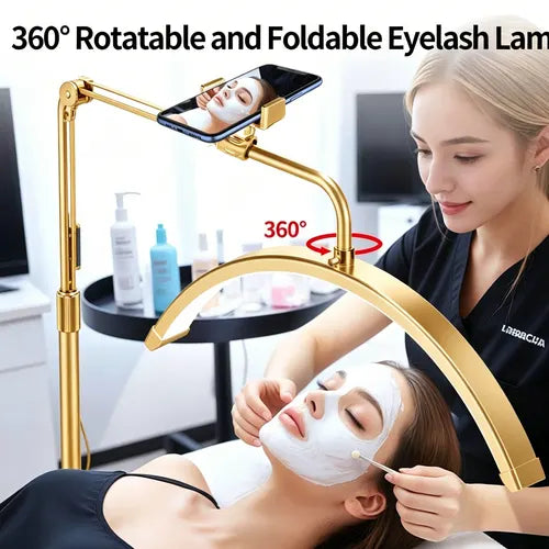 Half Moon Floor Fill Lamp for Salon Tattoo Eyelash Makeup Beauty LED Lash Light Gold - Image 4
