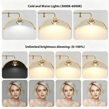 Half Moon Floor Fill Lamp for Salon Tattoo Eyelash Makeup Beauty LED Lash Light Gold - Image 6