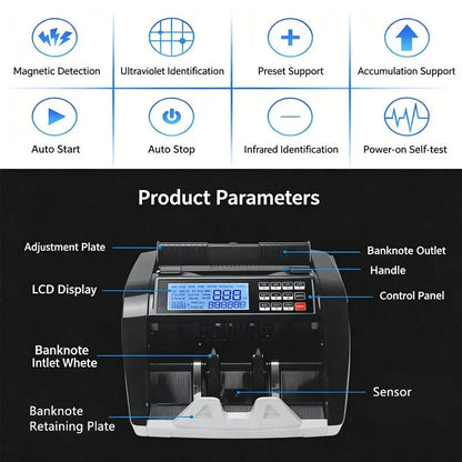 Australian Note Bill Money Cash Counter Machine with Value Count 4" LED Display - Image 3