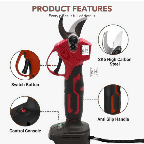 30mm Electric Pruning Shears Cordless Brushless Secateur For Makita 18V Battery - Image 7