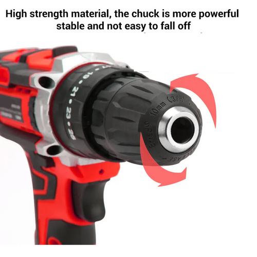 Cordless Drill w/2 Battery Heavy Duty Impact Driver Kit Brushless Hammer Set - Image 5