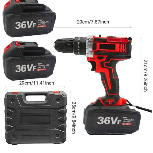 Cordless Drill w/2 Battery Heavy Duty Impact Driver Kit Brushless Hammer Set - Image 7