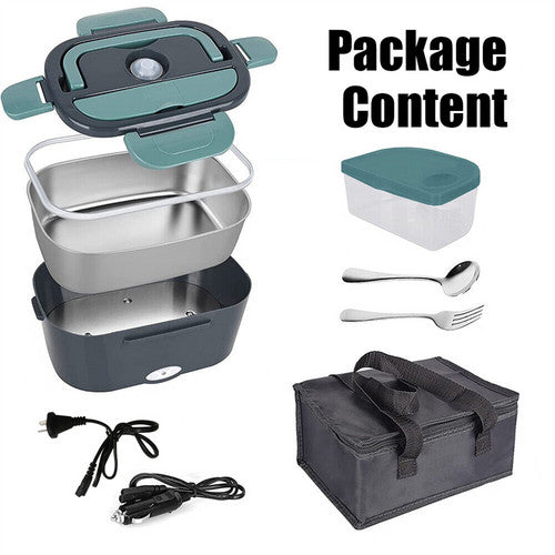 2 in1 Home Car Electric Lunch Box Stainless Steel Food Heating Bento Box AU Plug - Image 4