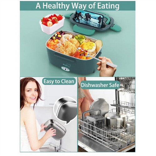 2 in1 Home Car Electric Lunch Box Stainless Steel Food Heating Bento Box AU Plug - Image 8
