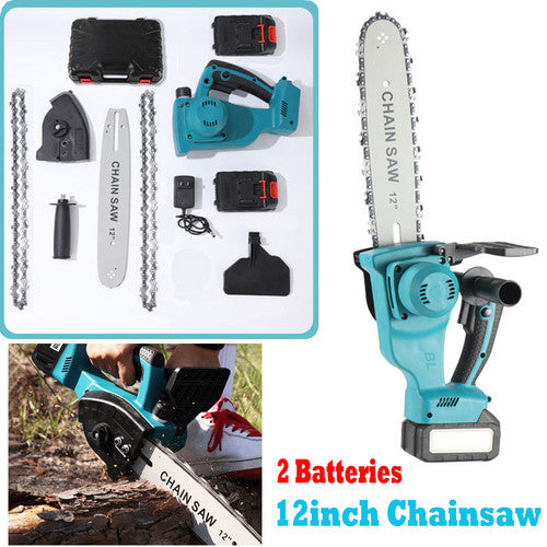 12"inch Cordless Electric Chainsaw + 2 Battery 2 Chain Brushless Wood Cutter Saw - Image 2