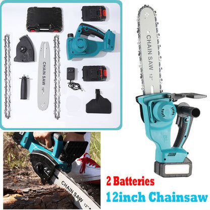 12"inch Cordless Electric Chainsaw + 2 Battery 2 Chain Brushless Wood Cutter Saw - Image 2