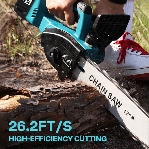 12"inch Cordless Electric Chainsaw + 2 Battery 2 Chain Brushless Wood Cutter Saw - Image 4