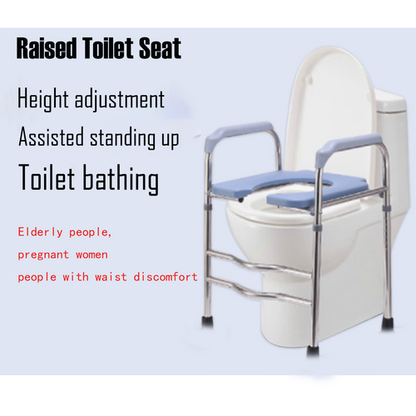 Upgrade 64-74cm Raised Toilet Seat Riser w/ Arms For Elderly Handicap Bathroom - Image 2
