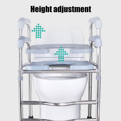 Upgrade 64-74cm Raised Toilet Seat Riser w/ Arms For Elderly Handicap Bathroom - Image 5