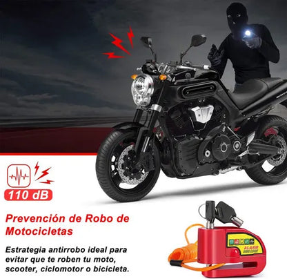 Motorcycle Alarm Disc Lock Motor Bike Brake Security Electric Rotor Bike Lock RED - Image 3