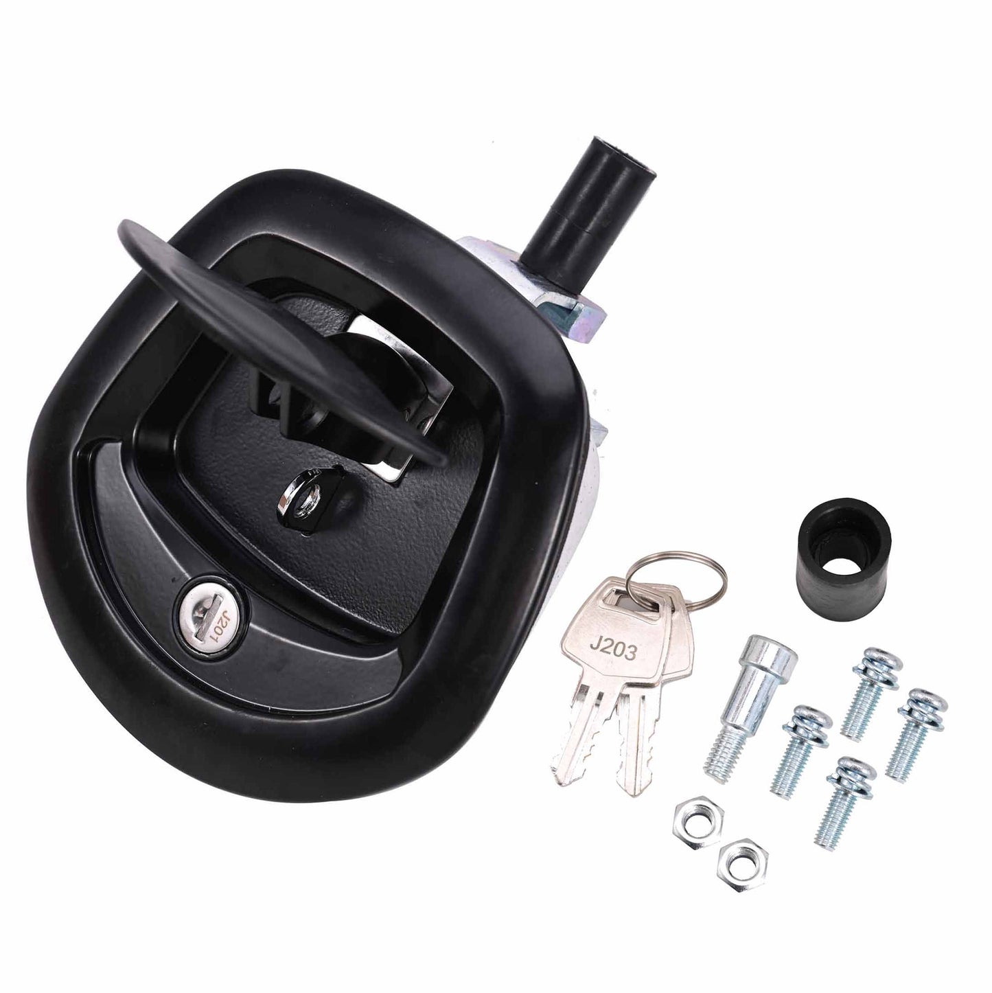 Black Power Operated Central Locking Handle Whale Tail Lock Recessed Folding 12V - Image 2