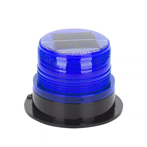 Solar Powered LED Flashing Beacon Light, 12-24V Amber Emergency Magnetic Warning Blue - Image 2