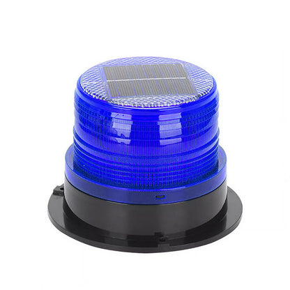 Solar Powered LED Flashing Beacon Light, 12-24V Amber Emergency Magnetic Warning Blue - Image 2