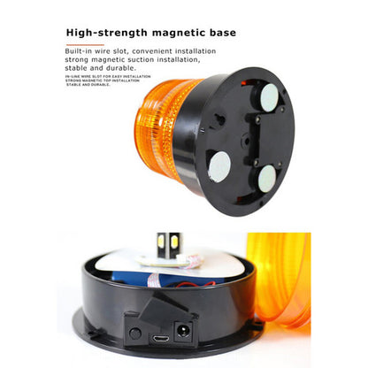 Solar Powered LED Flashing Beacon Light, 12-24V Amber Emergency Magnetic Warning Yellow - Image 5