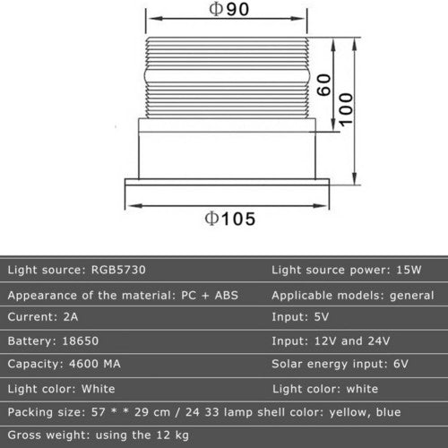 Solar Powered LED Flashing Beacon Light, 12-24V Amber Emergency Magnetic Warning Red - Image 5